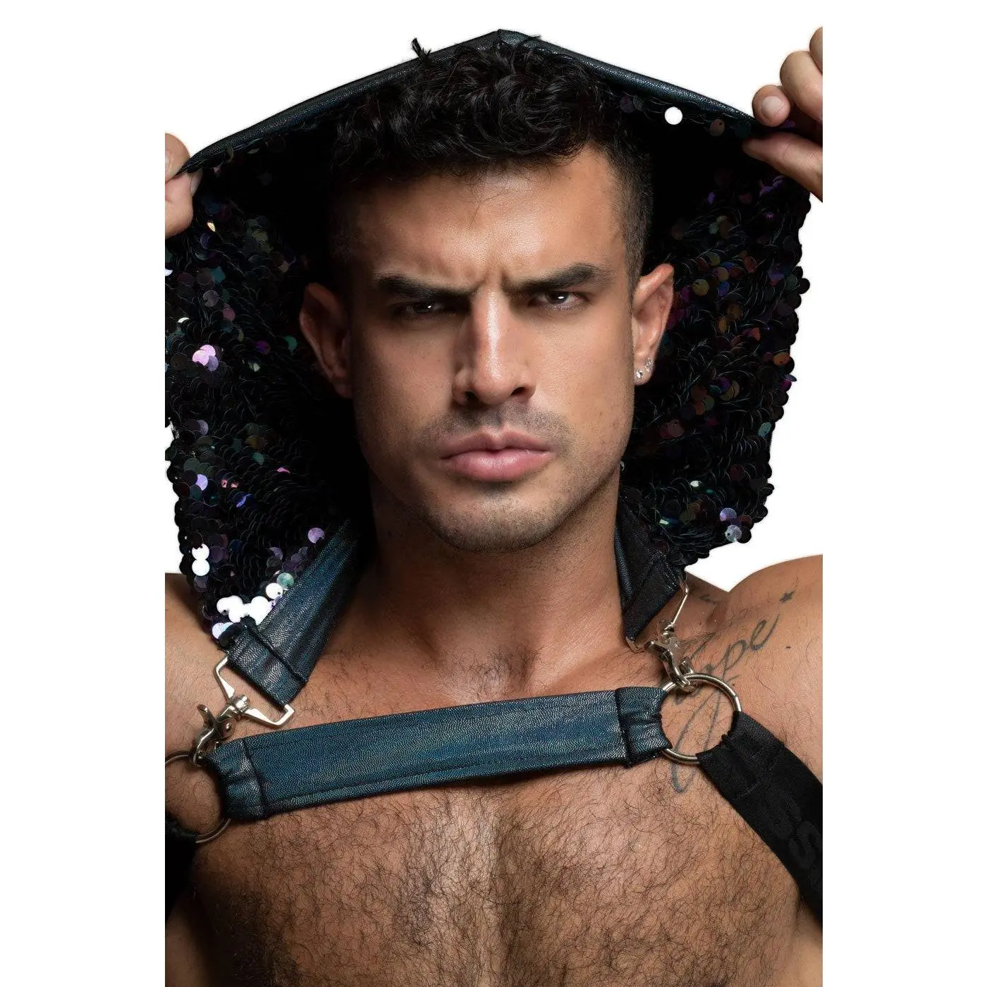 WhoreNess I Sequin Hood Harness I Onyx Aurora
