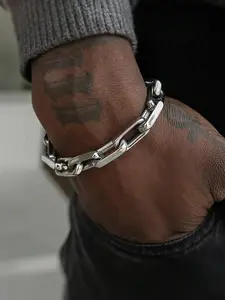 Men's Trendy Cuban Chain Bracelet, Hip-hop Style OT Buckle Bracelet, Fashion Jewelry for Party, Daily Clothing Decor, Trendy All-match & Exquisite Jewelry for Birthday Gift, Cuban Link Bracelet, Casual Trendy Jewelry, High Quality Bracelet