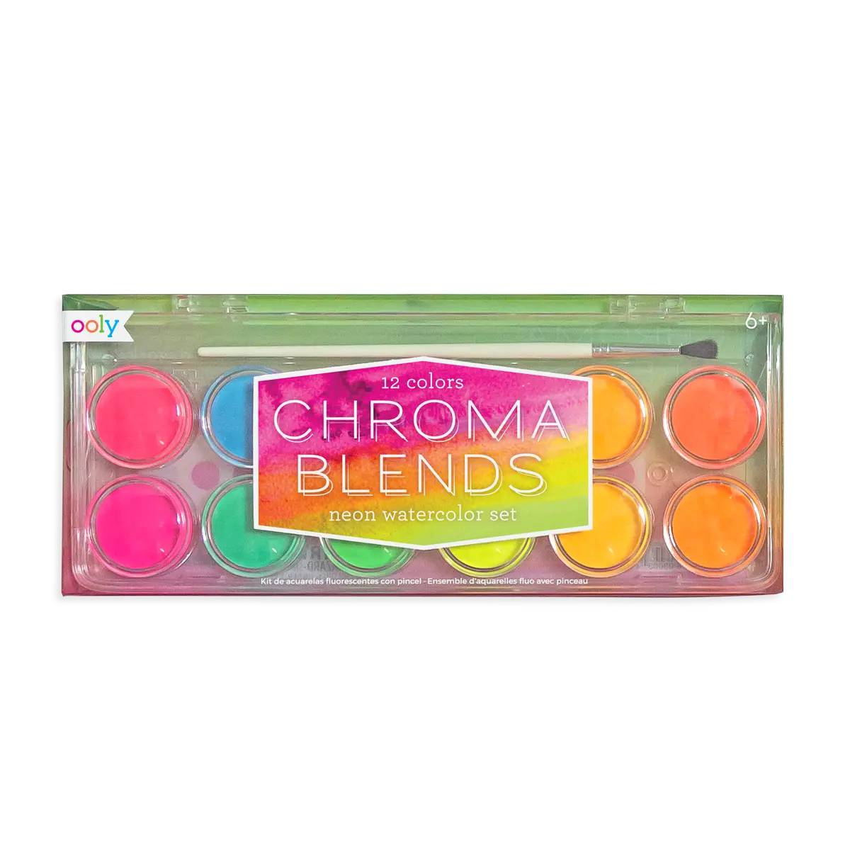 Chroma Blends Watercolor Paint Set - Neon - 12 Colors 1 Brush