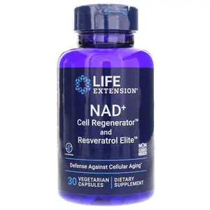 Life Extension NAD+ Cell Regenerator & Resveratrol Elite Dietary Supplement 30 Vegetarian Capsules with NIAGEN® & Bio-Quercetin for Healthy Energy Levels - Healthcare
