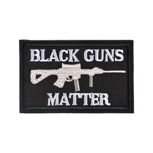 Tactical Embroidered Black Guns Matter Patch 2x3-Inches | For Jackets, Caps, Jeans Clothes, Bags Emblem | Removable Patch | Hook & Loop | Iron On Applique