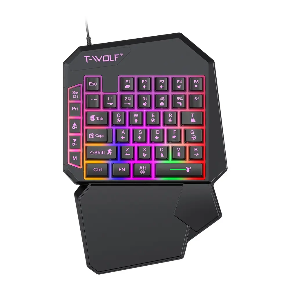 One Handed Gaming Keyboard RGB Backlit, Mechanical Gaming Keypad with Wrist Rest, 35 Keys Mini Keyboard for PC Gamer Laptop