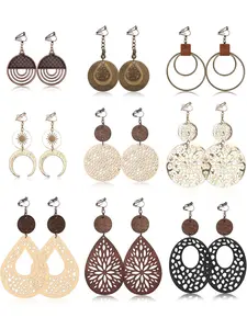 Clip on Dangle Earrings for Women - Bohemian Trendy Clip on Earrings Lightweight Comfortable Earrings Hypoallergenic Drop Clip ons for Non-pierced Ears Women Earring Set