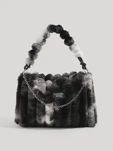 Women's Fall Winter New Design Large Capacity Tie-Dye Plush Bag, Single Shoulder Underarm Chain Bag, Suitable for Girls, Students, Professionals, Fashionable Unique Bags, Fashionable Patterned Bag