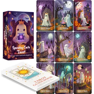 Spooky Cute Tarot Deck, 78 Tarot Cards for Beginners with Guidebook - Witchy Oracle Cards, Premium 400GSM Glossy Finish, Easy Shuffle Divination Gift, Tarot Card Game
