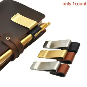 Metal Pen Holder, Pencil Holder, 1 Count Portable Durable Random Color Retro Notebook Pen Clip, Office Desk Accessories, Office Stationery & Supplies