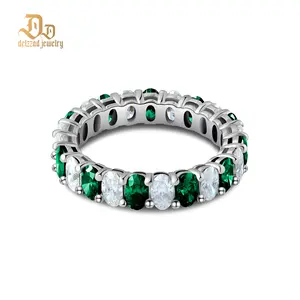 Delzzad 6ct Oval Synthetic Moissanite Full Eternity Stackable Band In 925 Sterling Silver St Valentine's Day Christmas Gifts for Men Women