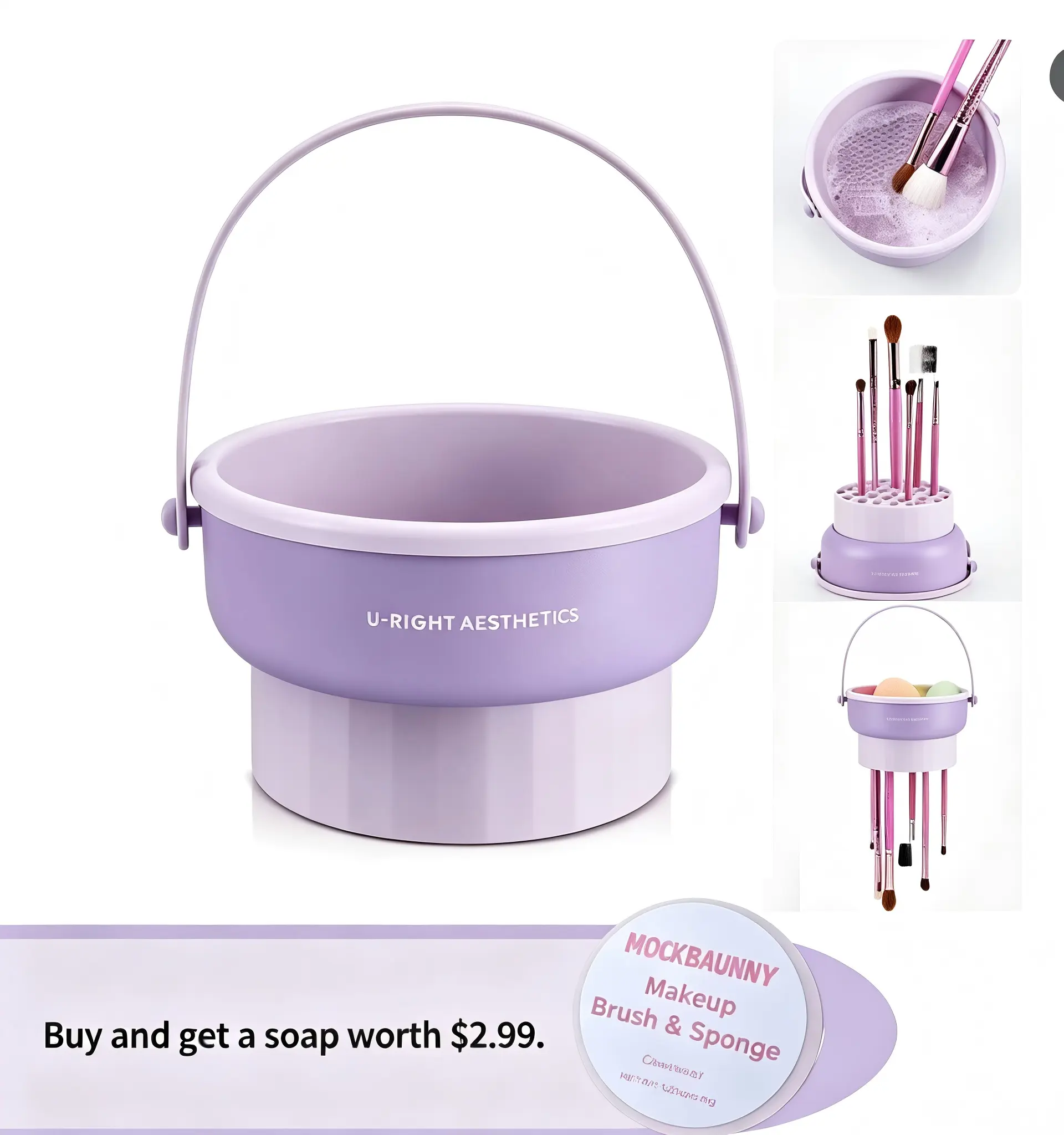 Makeup Brush Cleaner Mat 3 in 1 Silicone Makeup Brush Cleaner Bowl Cosmetic Brushes Cleaning Tool Organizer for Storage and Air Drying