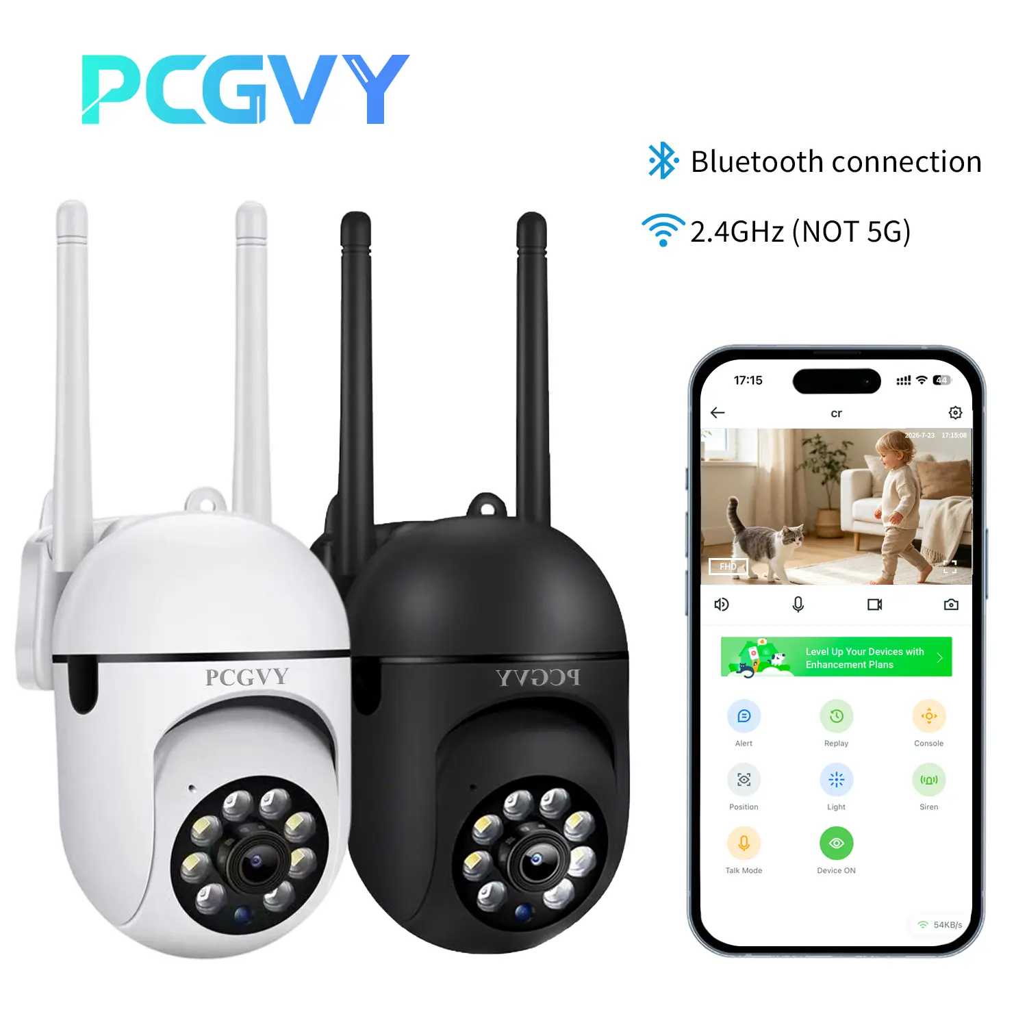 PCGVY 1080P WiFi Home Security Cam - Smart AI 360° PTZ Tracking, Motion-Activated Detection, Micro SD Slot, Baby Monitor, Plug-In Indoor/Outdoor Camera Security System