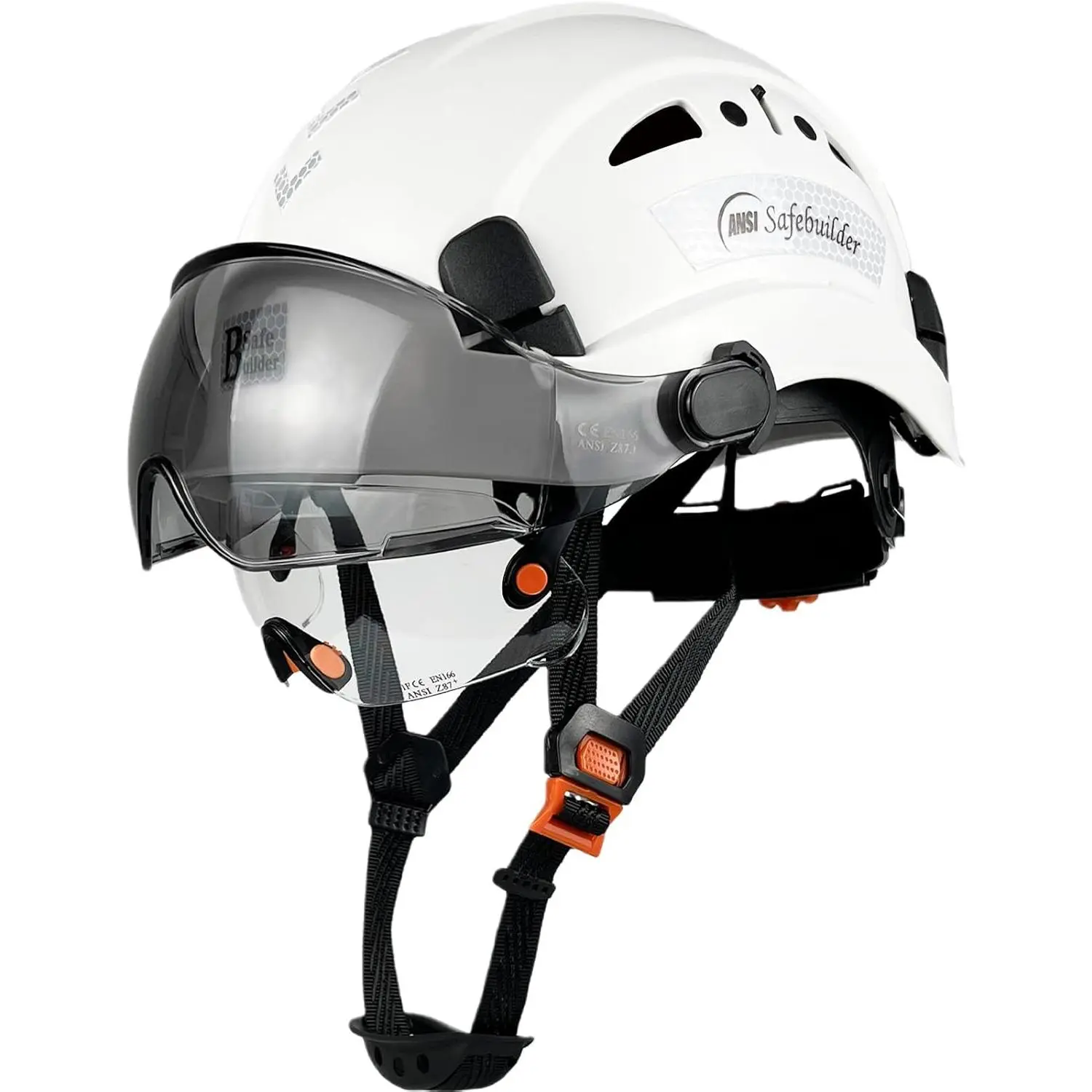 Industrial ABS Vented Hard Hat with Visor, 6-Point Suspension - Unisex Adult All-Seasons Safety Equipment, Sports & Outdoor Hat Accessory
