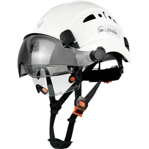Industrial Hard Hat with Visor, ABS Safety Helmet Adjustable Ventilation 6-Point Suspension for Construction Work