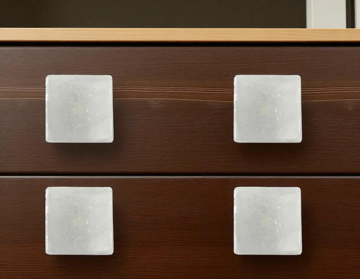 360 stand Modern White Stone Square Drawer Pull Knobs - Set of 6, Includes Screws, Easy Install Doorknobs, One Size, Durable Stone