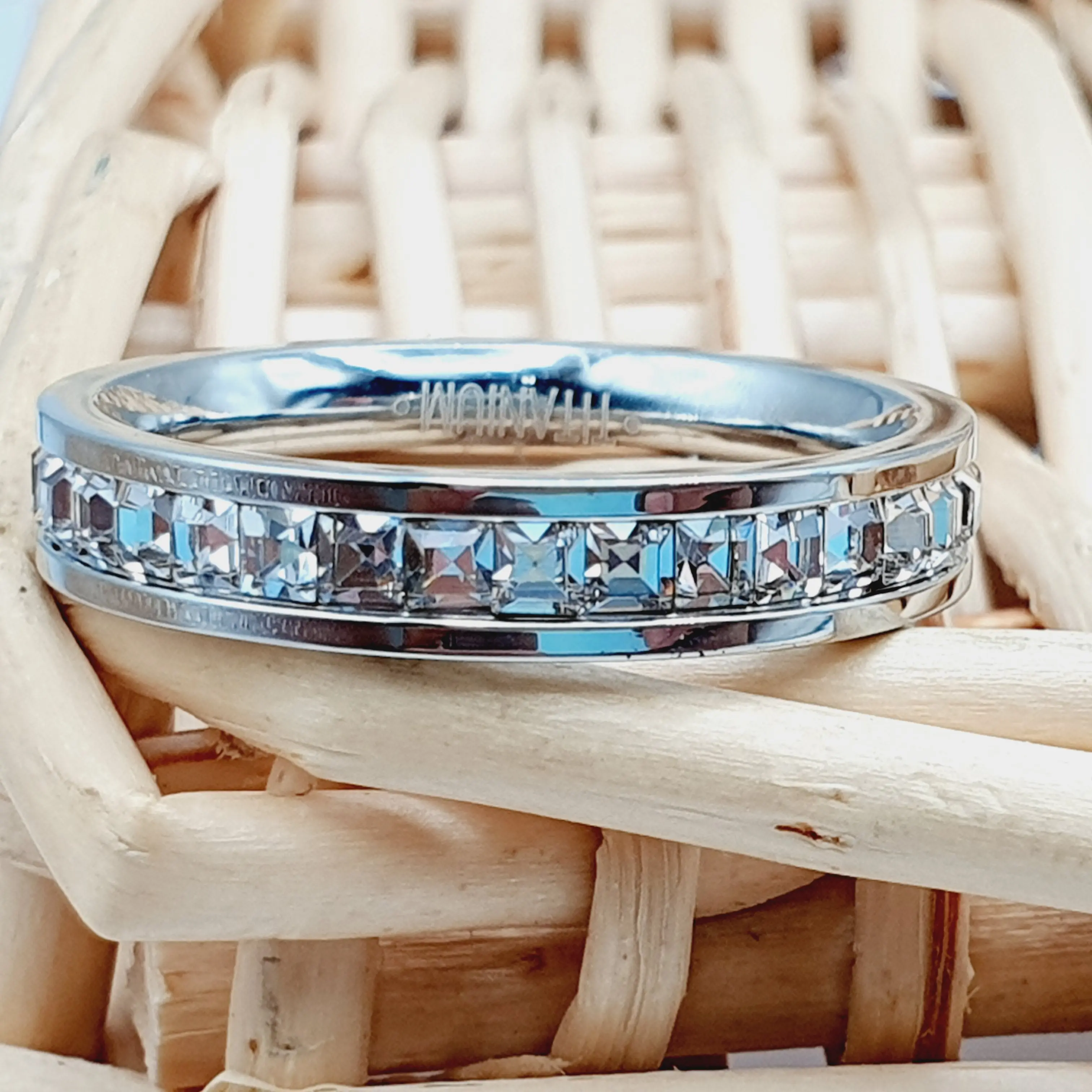 Titanium Wedding Ring with Diamonds - Anniversary, Engagement, and Eternity Band for Women