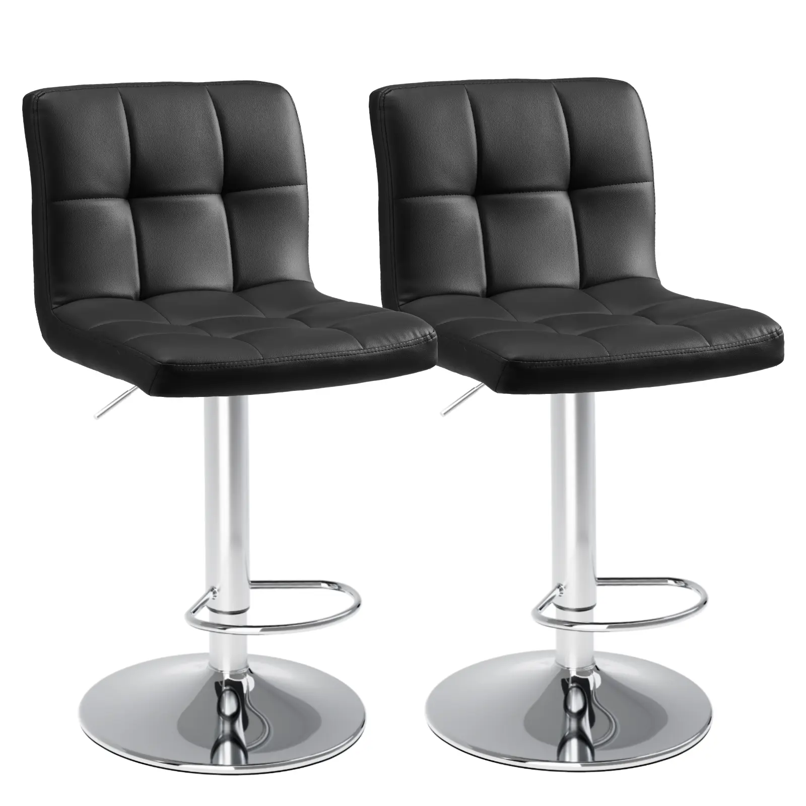 Sweetcrispy 2-Piece Armless Swivel Dining Chairs - Wear-Resist Leather, Stable Metal Frame, 360-Rotational Hydraulic Adjustable Height, Rolling Seats for Kitchen, Modern Backed Desk Use, Armless Legged Chair for Modern Home Decor