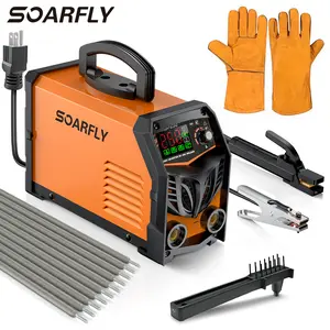 SOARFLY 250A Mini Welder Machine – 5000W 110V/220V Stick Welder with Large LED Display, Electrode Holder, Earth Clamp, Welding Rods & Gloves