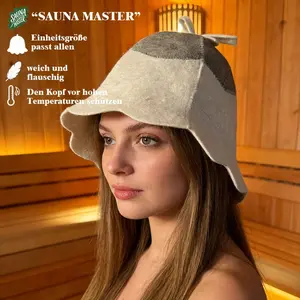 Wool Felt Block Single Ring Knot Cloud Style Sauna Hat, Protects Head and Ears From Heat, Enhances Hair Care Absorption