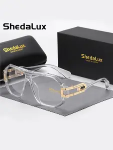 Shedalux Unisex High-End Craft Full Frame Glasses, Casual Daily Wear, Stylish Glasses, Versatile Square Frames, Square Frame Eyewear, Elegant Style, PC Material, All Seasons, High Quality Eyeglasses