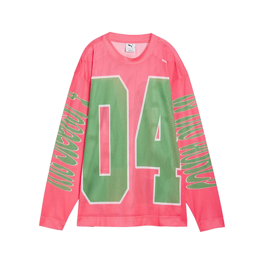 PUMA Womens Flau'jae Oversized Crew Neck Long Sleeve Jersey Casual - Pink