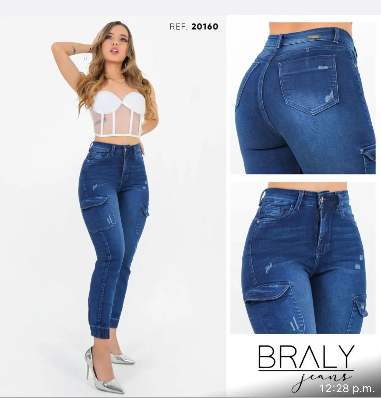 pantalon tipo cargo tiro alto pull up tommy contol