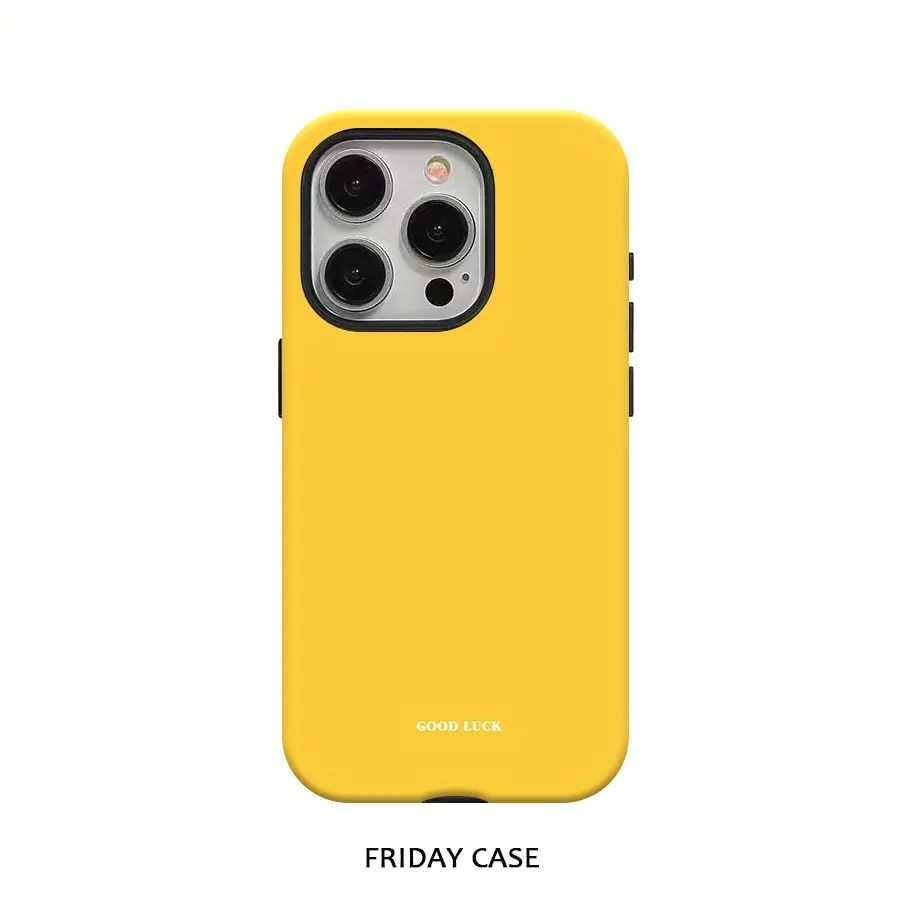 Phone Case - Fashion Easy Solid Yellow Style Phone Case for Iphone 16 Pro Max 15 Pro 13 11 12 XS 8 Plus 7 Glossy 2In1 Case