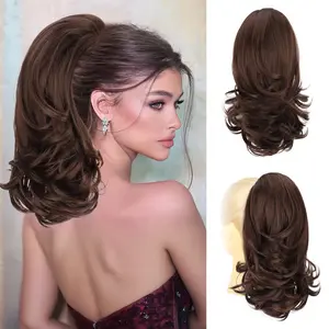 Fxmongyi 12 Inch Claw Clip Ponytail Extension Short Wavy Ponytail Clip in Hair Extensions for Women Natural Layered Pony Tails Synthetic Hairpieces