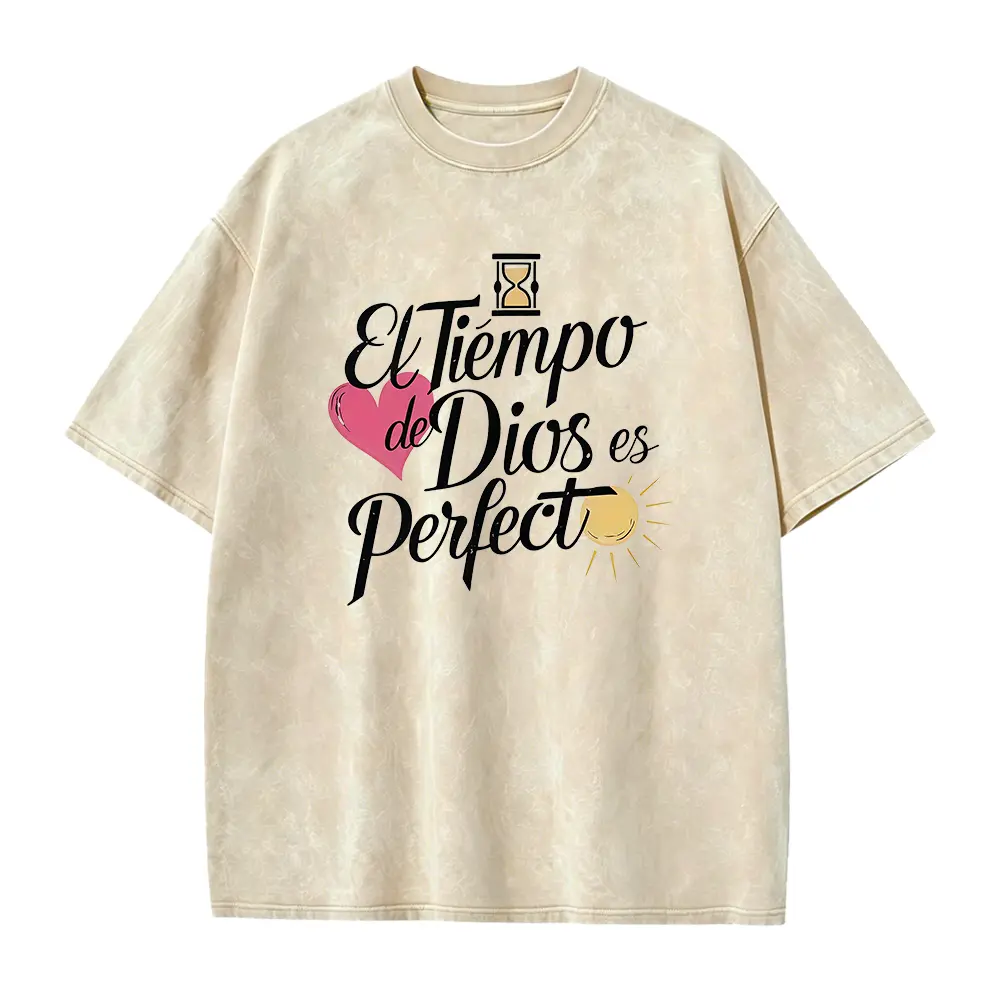 Summer t Shirts Women'S Casual T-Shirt with Inspirational Spanish Quote "El Tiempo de Dios es Perfecto" - Round Neck, Short Sleeve, Breathable & Comfortable for Spring/Summer