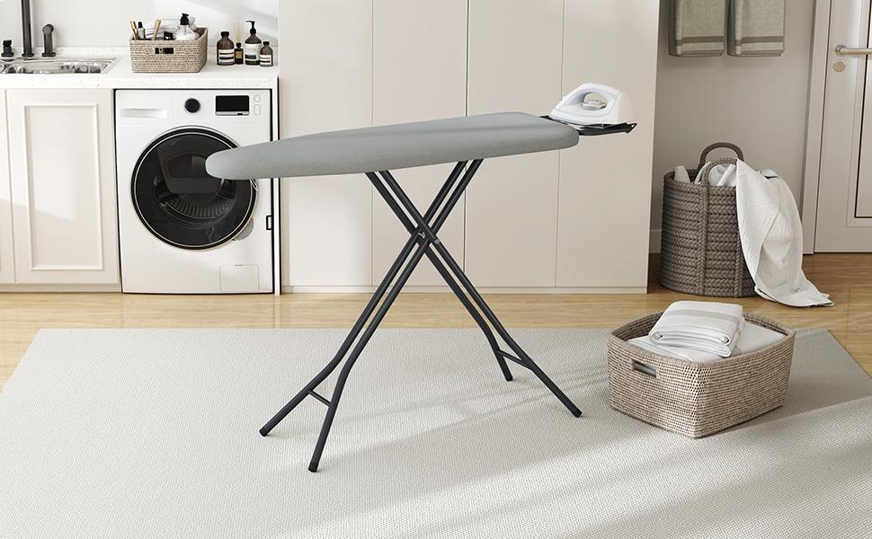 Yaheetech Foldable Ironing Board, Heavy Duty Iron Board with 9 Adjustable Heights, 4 Layer Cover and Safety Iron Rest, 52X14 Compact and Space Saver Iron Board for Home Laundry Room Use