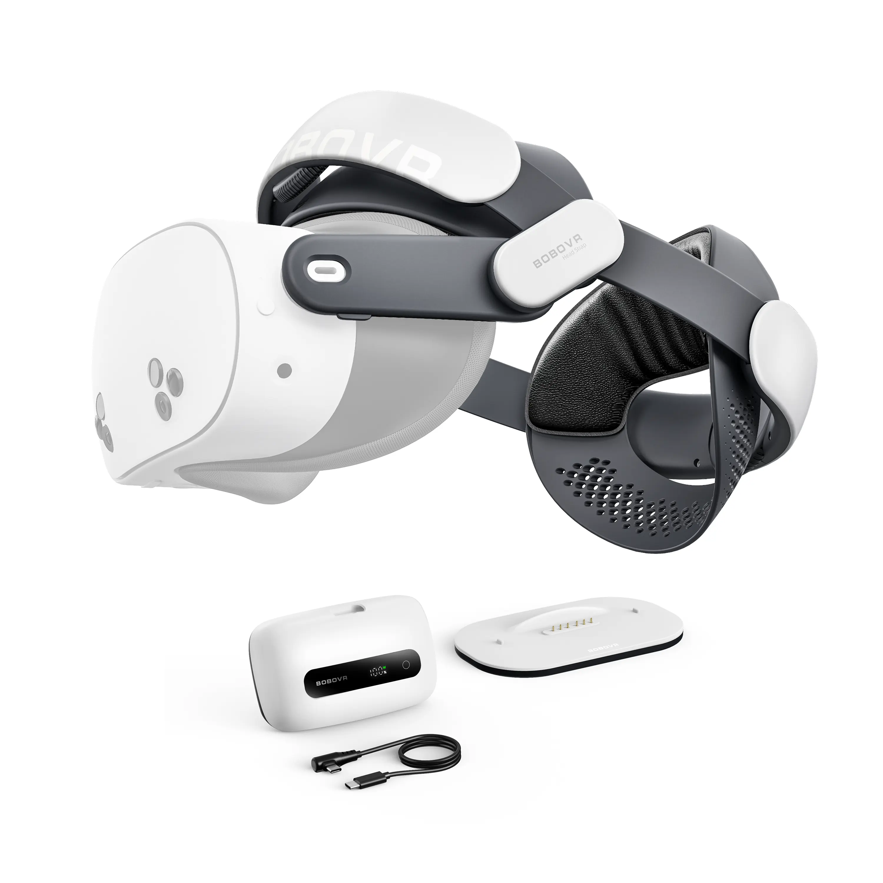 BOBOVR M3/M3 Pro+ Headstrap - Wearable VR Accessory for Meta Quest 3/3S VR Headset, 6500mAh BM60 Hot-Swappable Battery/Charging Dock Options, Dual-Mode, Reduced Face Pressure, Stable Fit for Active Play, Devices, Vr Accessories