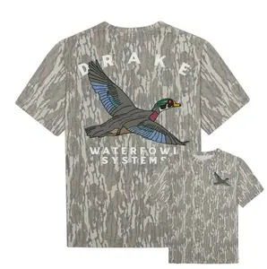Mossy Oak Camo Hunting T Shirt Drake Waterfowl Systems Print Classic Fit Model Soft Breathable Cotton Short Sleeve Duck Hunting Outdoor Casual Gift for Men