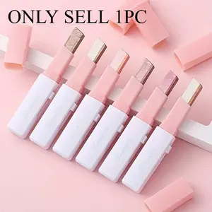 Gorgeous two-color glitter eyeshadow stick - waterproof and anti-smudge, easy to apply for party and daily makeup - brown, coral, mixed colors and pink tones, makeup essentials, two-color eyeshadow, smooth and easy to use Glitter Beauty