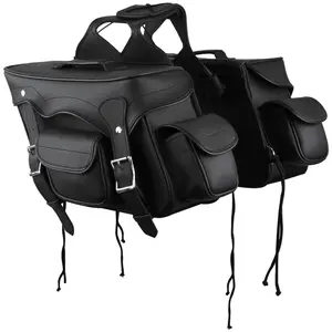 Vance Plain Motorcycle Saddlebags Durable PVC, Water-Resistant, Universal Fit for Honda, Yamaha, Kawasaki, Indian, Harley