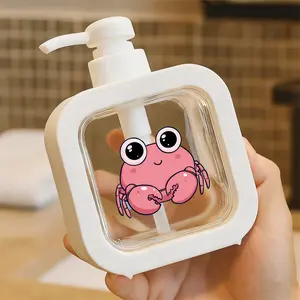 Cute Pink Cartoon Crab Pump Dispenser for Bathroom and Kitchen, Plastic Hand Sanitizer & Cleaning Liquid Dispenser with Refillable Function, Adorable Novelty Home Accessory for Cat Lovers, Soap Dispenser