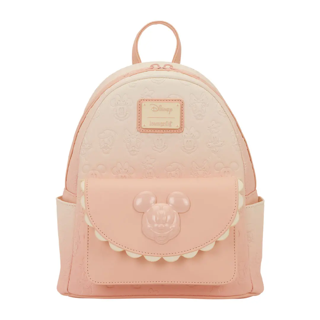 Loungefly Mini Backpack, Disney Mickey & Friends Pink Ombre Faux Leather Bag with All-Over Print and Debossed Details, Small Backpacks, All-Over Print Backpacks