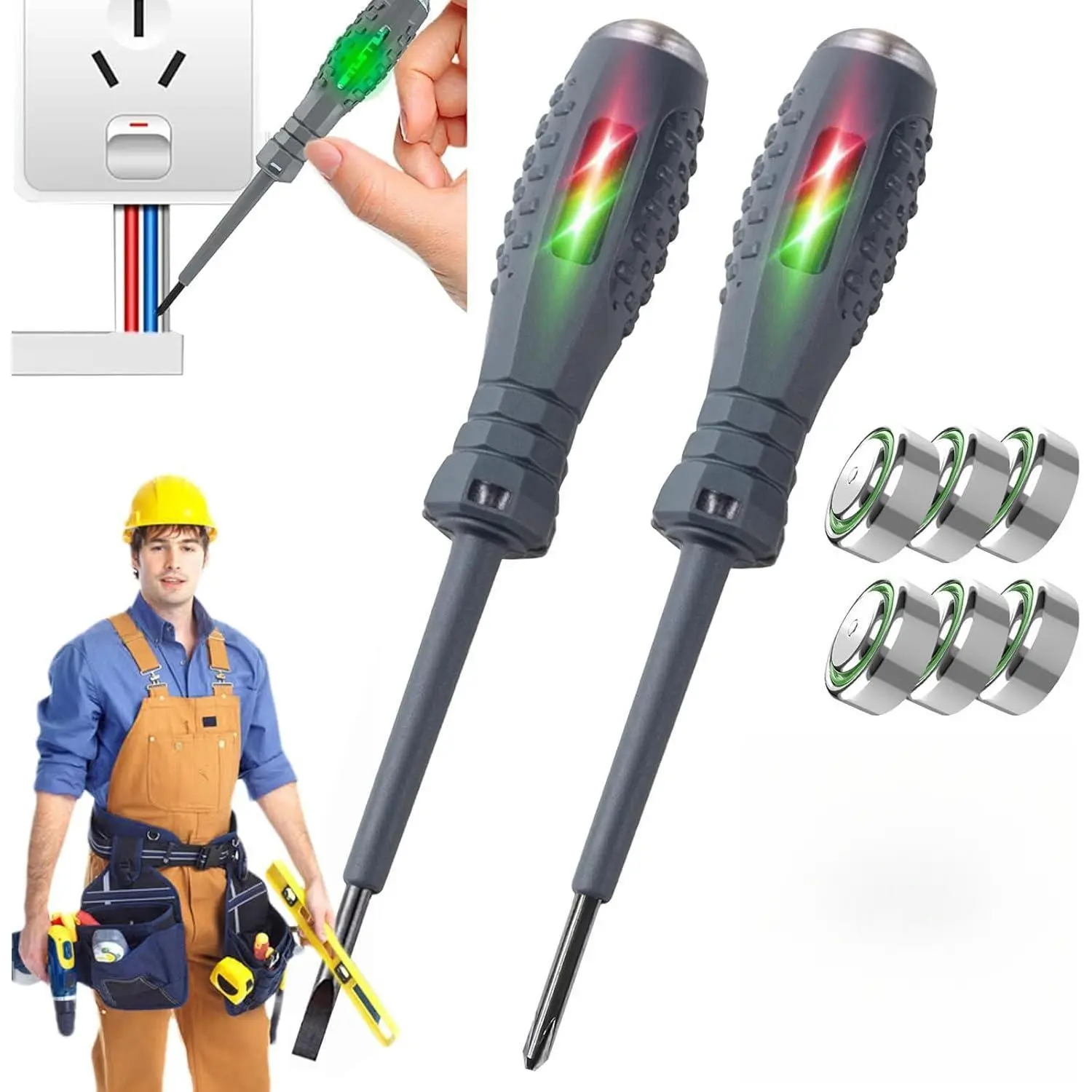 2PCS Electric Pen, 2-in-1 High Torque Magnetic Screwdriver Electricity Detector, Voltage Tester 2PCS Electric Pen, 2-in-1 High Torque Magnetic Screwdriver Electricity Detector, Voltage Tester