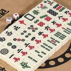 Hand-Cranked Mahjong 108 Large Tiles Set for Home Use, Extra Large Family Set in Six Colors