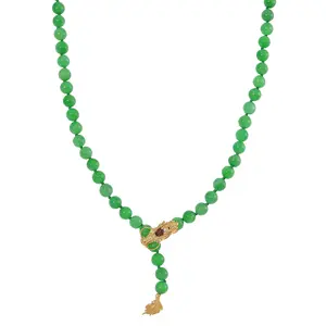 Green Jade D and Multi Gemstone 220.90 ctw Dragon Necklace in 18K Vermeil Yellow Gold Over Sterling Silver 18-20 Inches Christmas Gifts