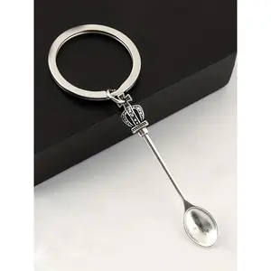 Silver Color Crown Spoon Keychain, Charming Handbag Pendant, Simple Metal Key Ring, for Bags Cars Phones, Creative Gift for Mom Friends, Stylish Keychain