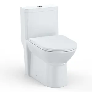 Garvee One Piece Elongated Toilet with Top Dual Flush and D Shape Soft Close Seat, Comfortable High Seat Toilet for Family and Small Spaces