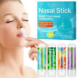 ELAIMEI Plant Nasal Congestion Clearing Sticks, 4 pieces, 4 scents: Peppermint, Iced Peppermint, Grapefruit and Lavender, Refreshing and Invigorating
