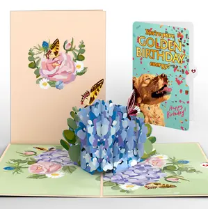 Hydrangea Butterflies Birthday Pop-Up Card and Golden Energy Sentiment Set