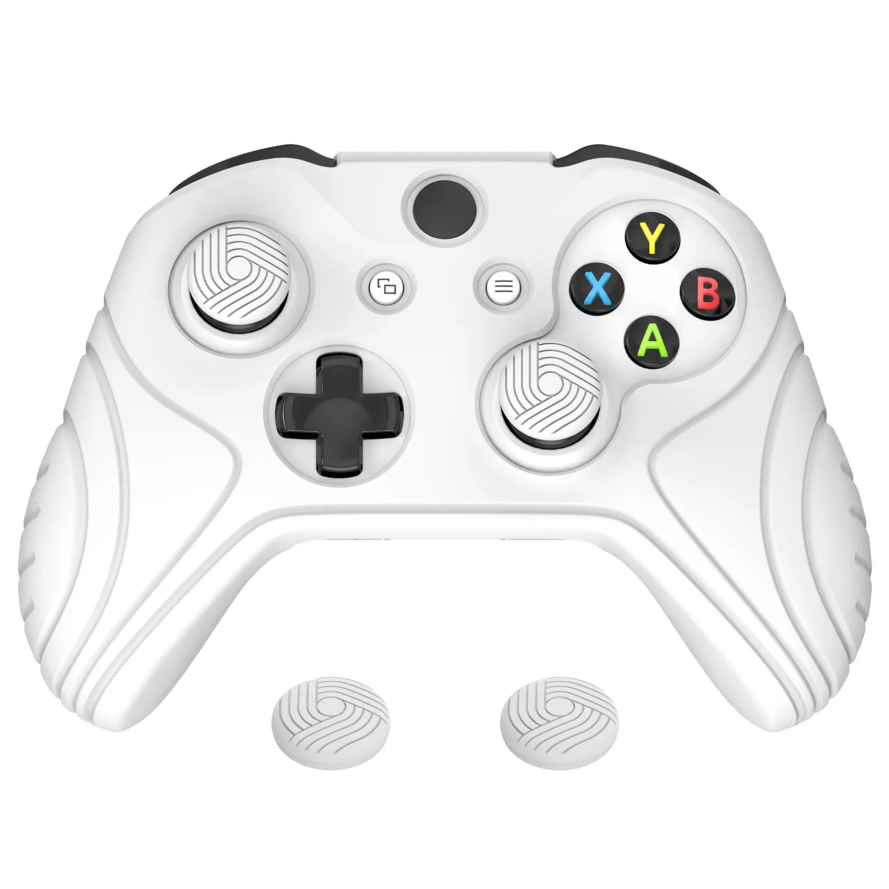 PlayVital Samurai Edition Anti-Slip Controller Grip Silicone Skin for Xbox One X/S Controller, Soft Rubber Protective Case Cover for Xbox One S/X Controller with Thumb Stick Caps - White Gamepad Gaming Peripherals