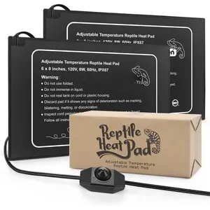 Reptile Heat Pad - Adjustable Temperature Under Tank Heater for 10-20gal/30-40gal Tank, Terrarium Heat Mat for Turtle/Snake/Lizard/Frog/Spider/ Box (2 Pack-6" X 8")