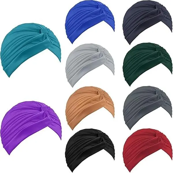 10PCS Stretchy Turban Cap Chemo Head Wraps Cancer Headwear Bennie Twisted India's Hat Head Cover for Women Girl Multicolor
