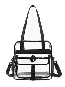 Transparent Crossbody Bag, Stadium Compliant Transparent Tote Bag with Trim, Perfect for Concerts and Sports Events
