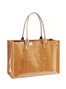 Large Tote Bag for Women Plastic PVC Letter Printed Kraft Paper Hobo Bag for Work, Office, Shopping, Outdoor, Beach, Party. Tote Purses for Women, Gift Idea
