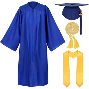 Unisex Matte Graduation Cap and Gown with Stole Honor Cords Set for High School College Bachelor