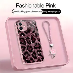 Suitable for [iPhone 12 Mini] high-end women's phone case，a beautiful four-leaf clover lanyard is included🥰,simple yet sophisticated leopard print design, affordable price, available in multiple colors YM99
