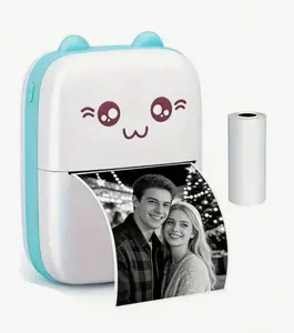 1pc Mini Portable Thermal Printer, Cute Cat Design, USB Chargeable, Supports Photo & Label Printing, Includes USB Cable & Ink-Free Kit, Ideal For Travel & Home Use, Photo Printing | USB Chargeable Printer