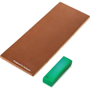 Brown Leather Strop with Compound - Get Razor- Edges with Stropping Kit, Green Honing Compound & Vegetable Tanned Two Sided  Sharpener Step-by-Step Guide Included
