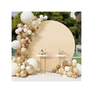Champagne-6.5ft (2m diameter) Arch Backdrop Cover, 6ft/6.5ft/7.2ft Round Arch Stand With Bottom Zipper, Wrinkle Resistant Smooth Touch Background Set For Birthday, Wedding, Reception Champagne 6ft (1.8m Diameter Circle)